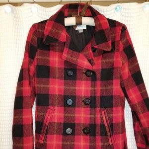Old Navy Pea Coat Plaid SZ M